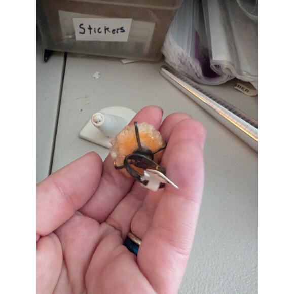 925 Sterling silver Orange stalactite eye arch ring with quartz Size 7.25 - Picture 4 of 5